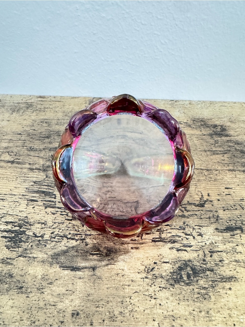 Pink & Purple Floral Glass Basket Decorative Art Glass Dish - Picture 11 of 12